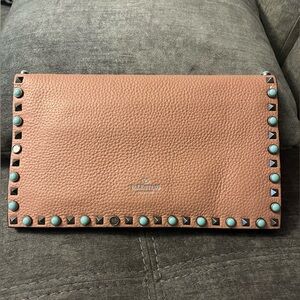 Valentino Pink Studded suede Women's clutch